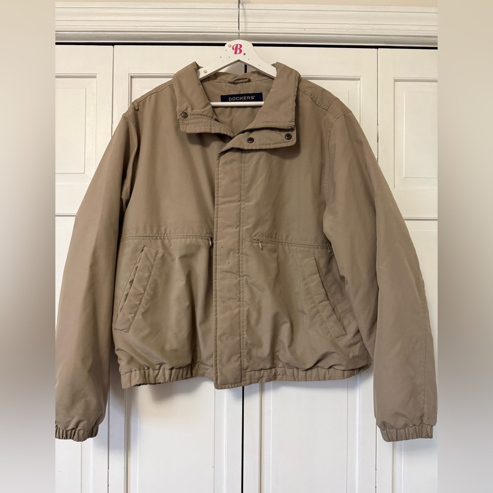 Dockers Men’s Khaki Fleece Lined Bomber Jacket Large